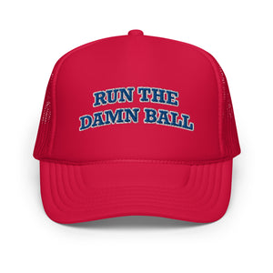 
                
                    Load image into Gallery viewer, Run the Damn Ball Trucker Hat Blue
                
            