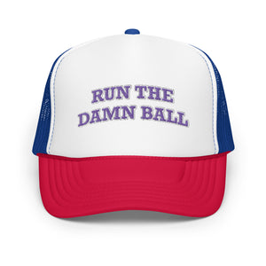 Run The Damn Ball Purple Trucker Hat